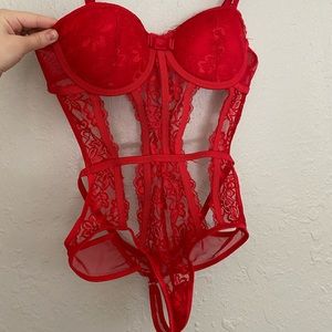Spencer’s lace cutout teddy in RED